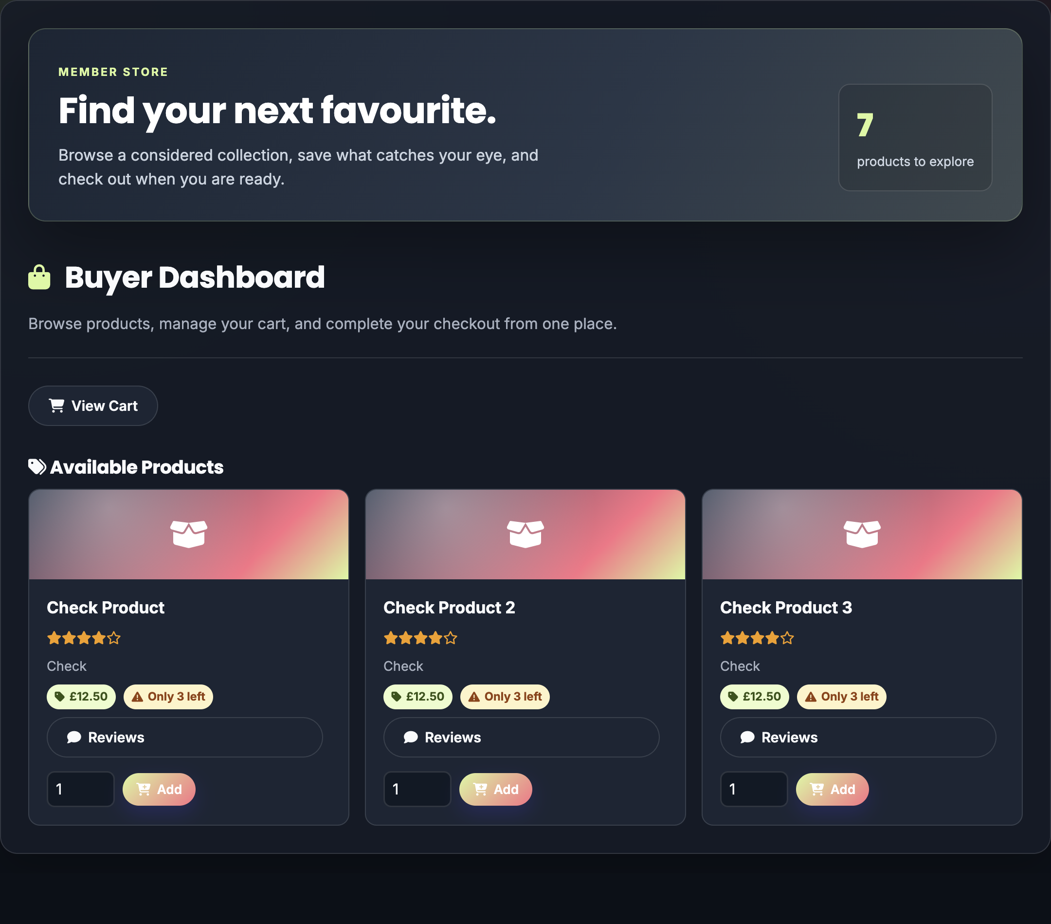 Logged-in Django E-commerce Platform preview