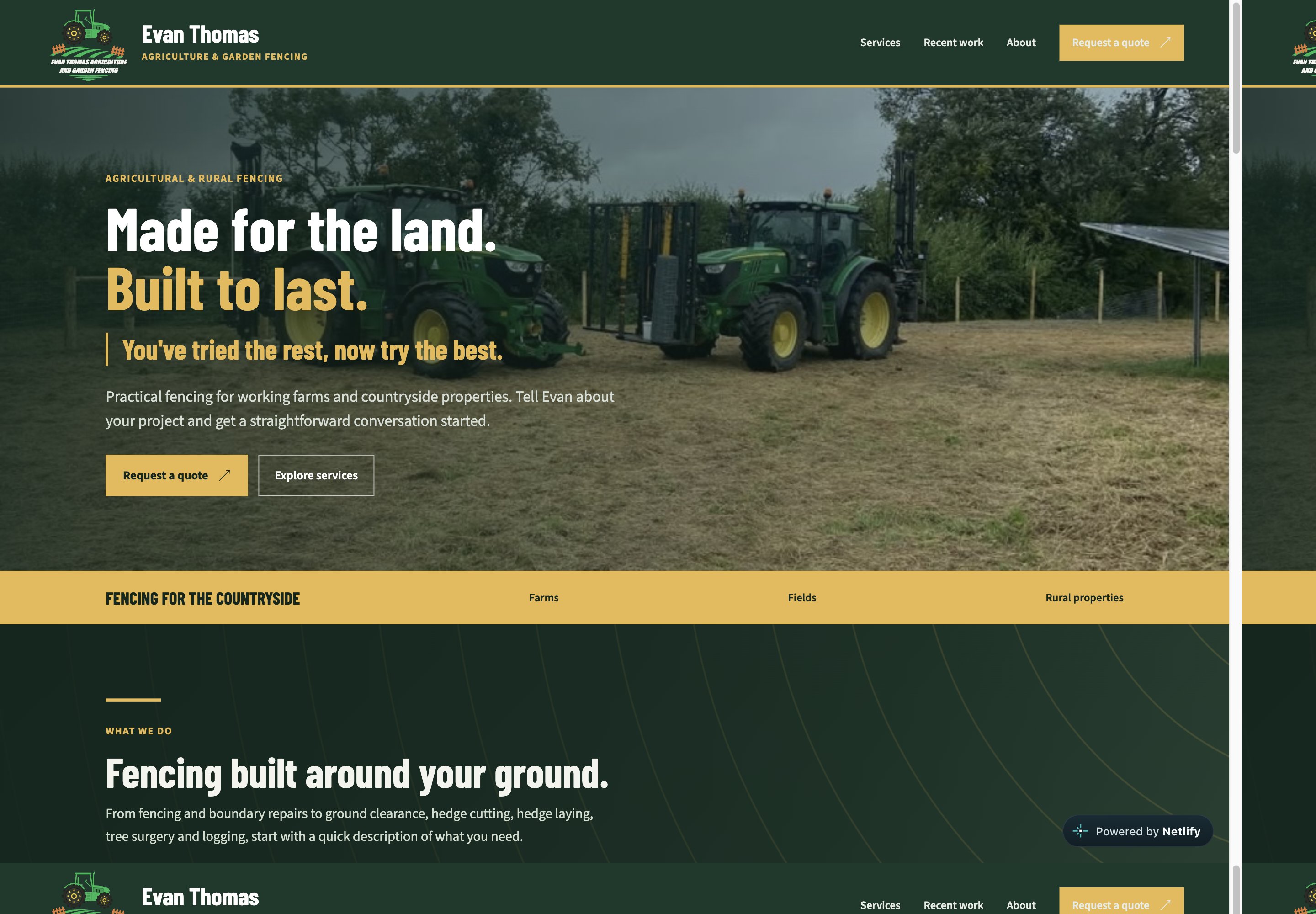 Evan Thomas Agriculture and Garden Fencing homepage preview