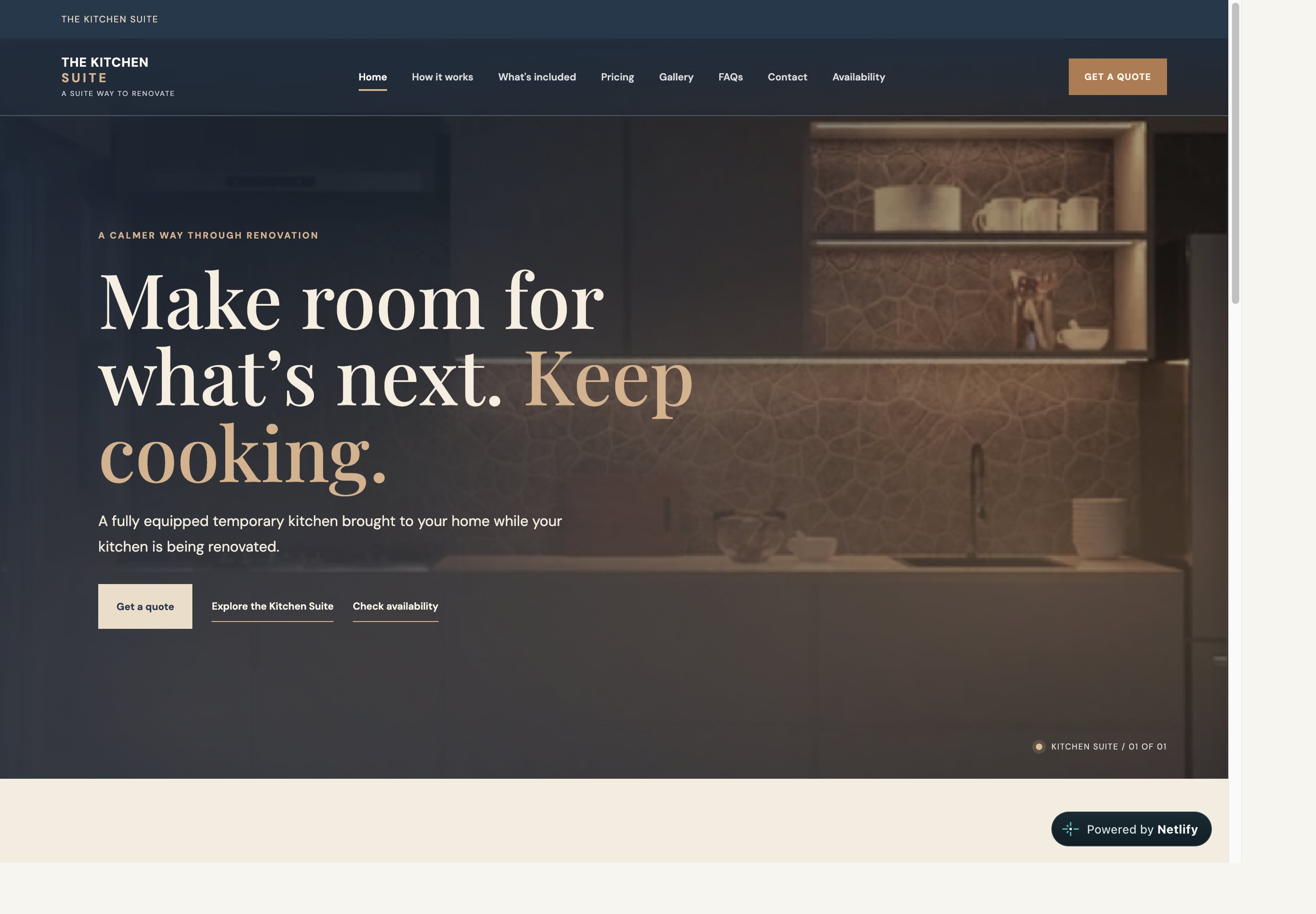 The Kitchen Suite homepage preview