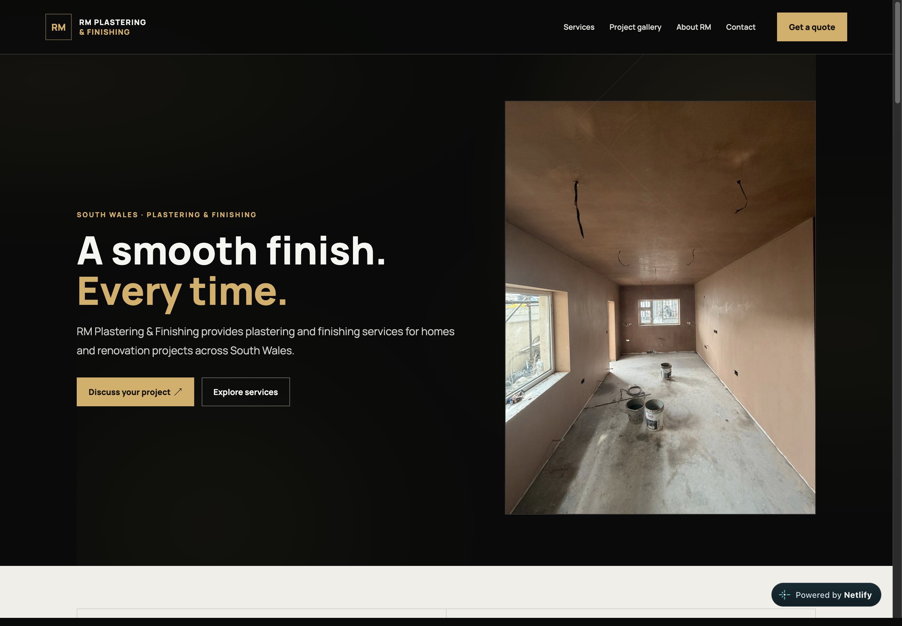 RM Plastering and Finishing homepage preview